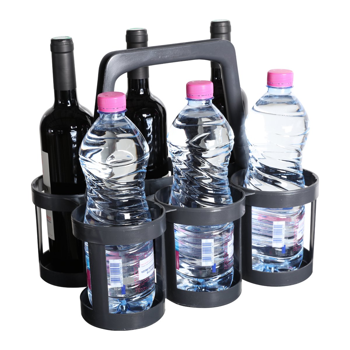Panier de rangement 6 bouteilles en plastique noir EDA 2605 Panier de rangement 6 bouteilles en plastique noir EDA 2605