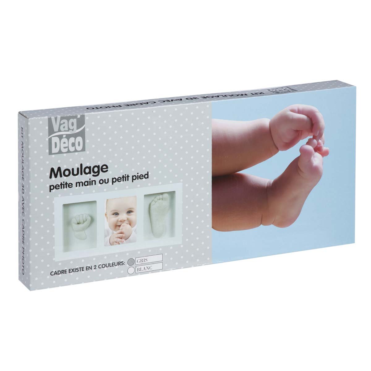 Kit Empreinte Bébé Artemio - Moulage Main/Pied Avec Cadre Photo Bois | Souvenir Bébé Non Salissant | Blanc 12,5x12,5cm