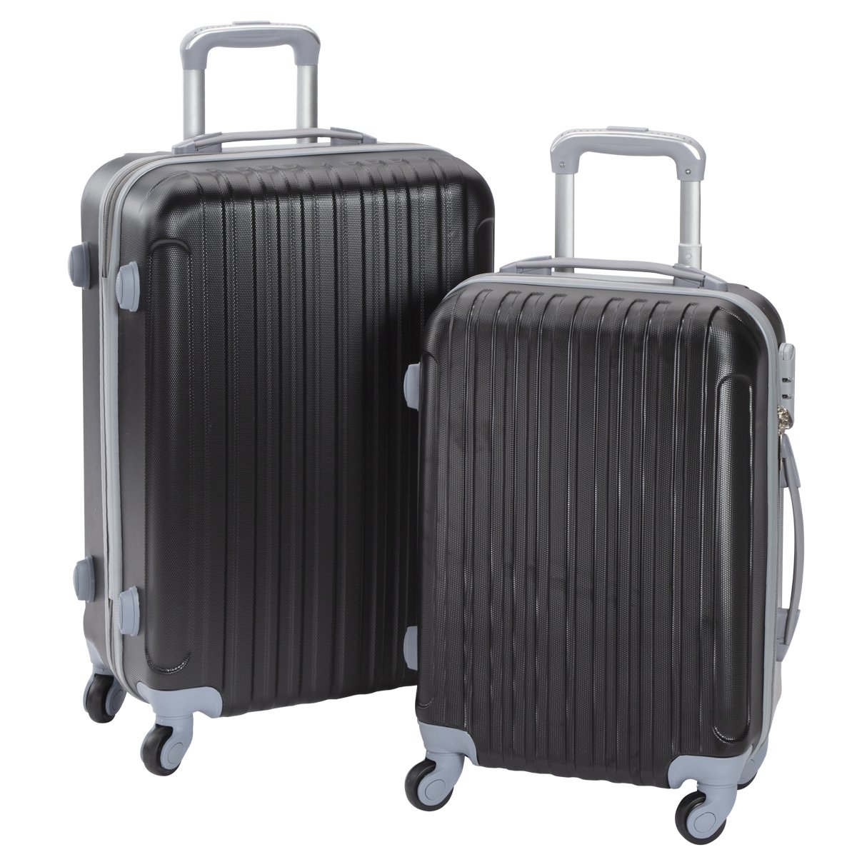 Lot de 2 valises de voyage à roulettes noires 55cm et 65cm 2187