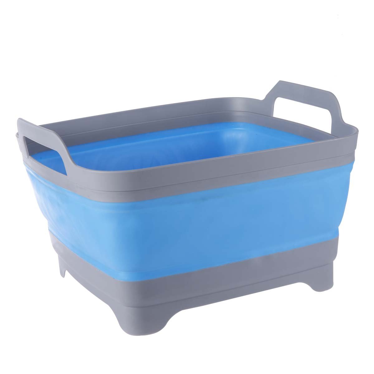 Bassine Rétractable ZEPIQOR - Seau Pliable Gris Et Blanc, Gain De Place, 30x28x10.5cm