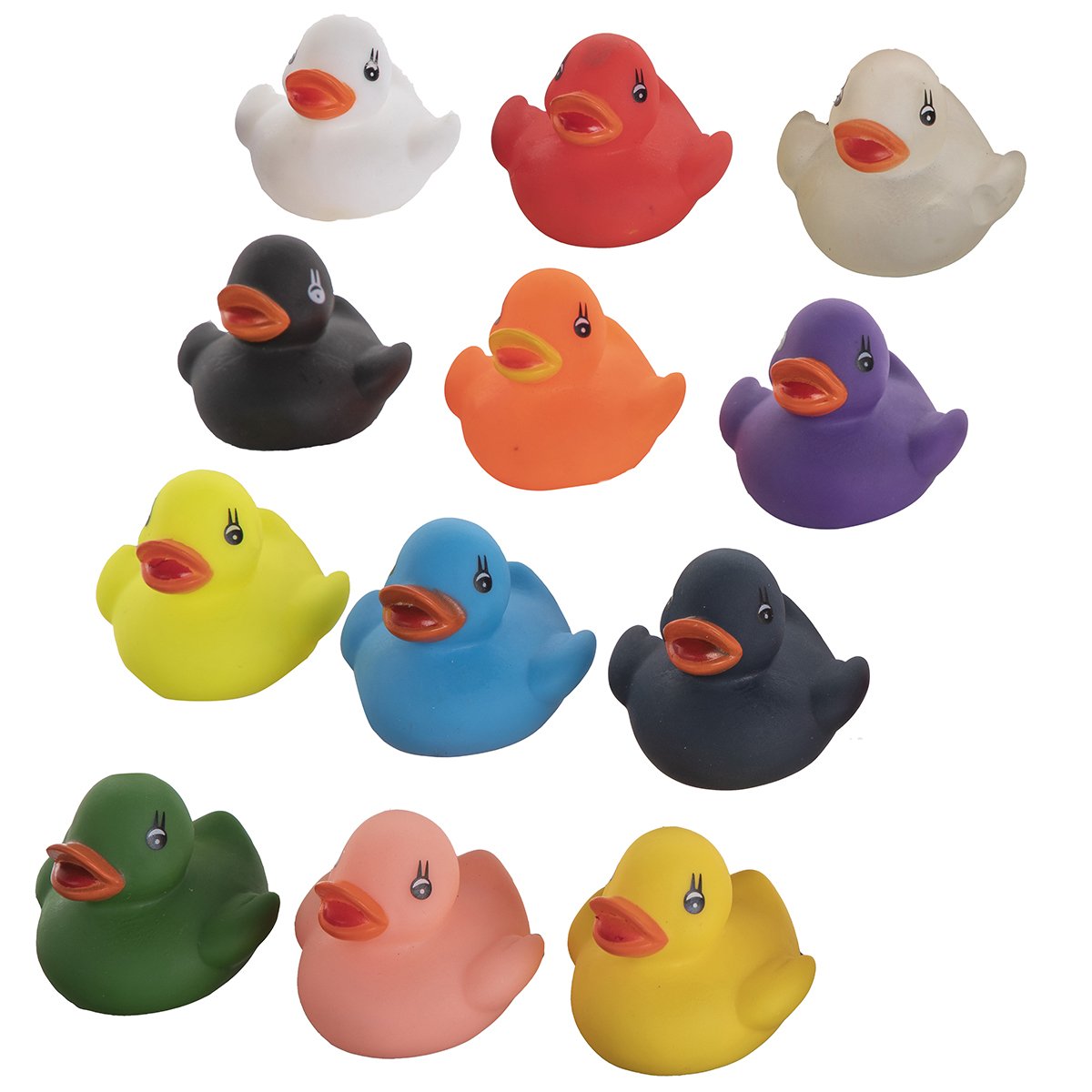 Lot de 12 canards en plastique pour le bain multicolore 2404