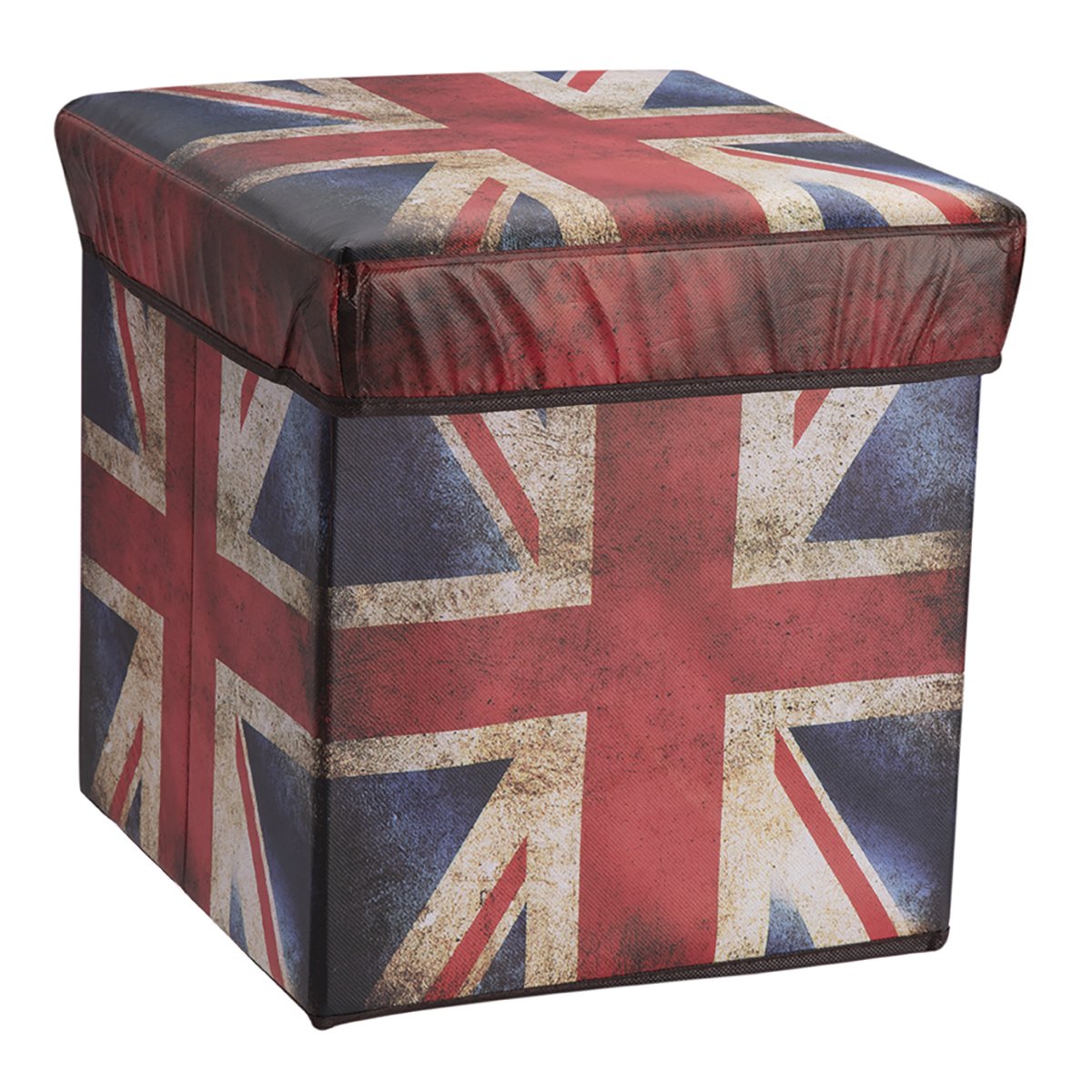 Pouf pliant, coffre de rangement intissé motif drapeau Anglais