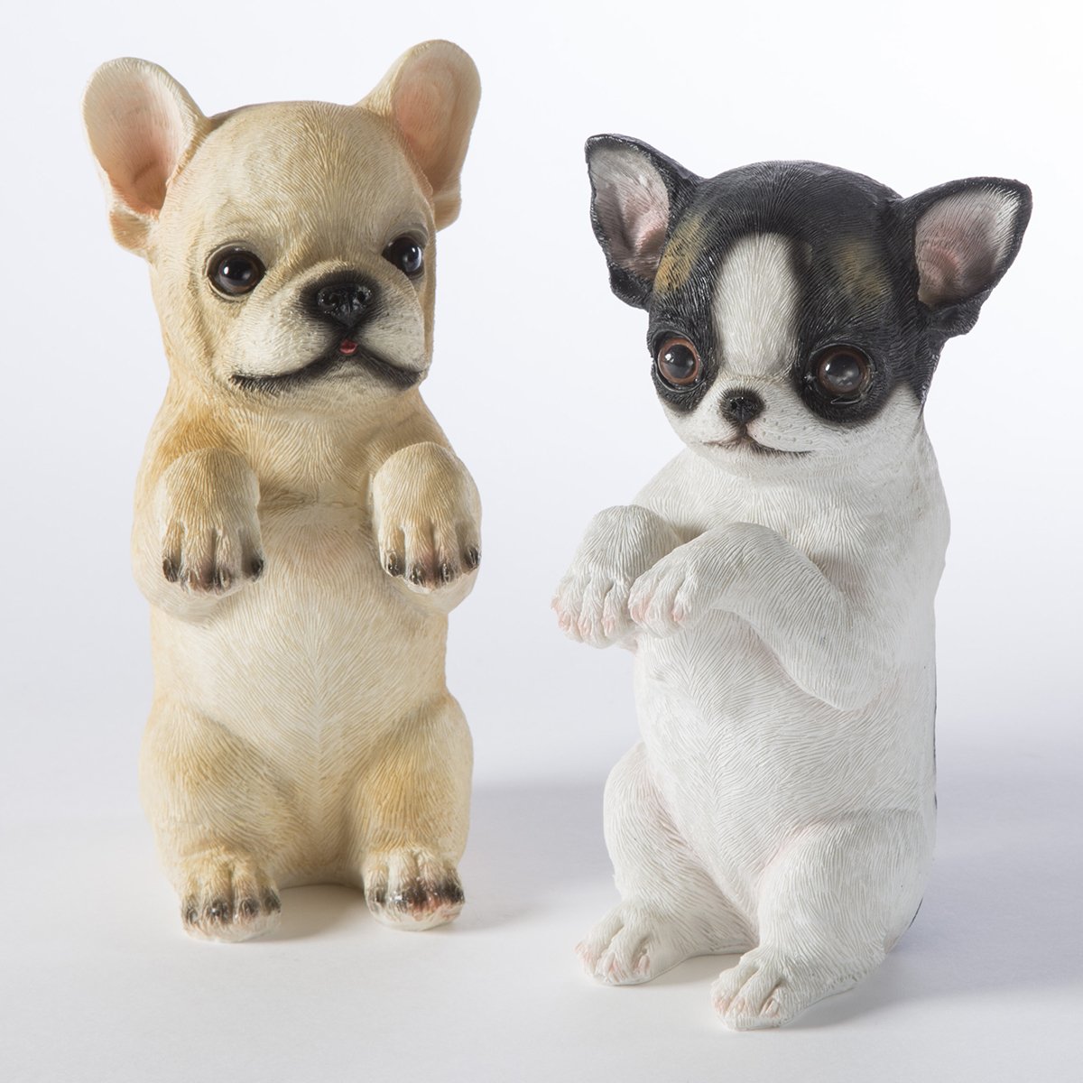 Lot de 2 figurines chiens déco jardin en résine 1480