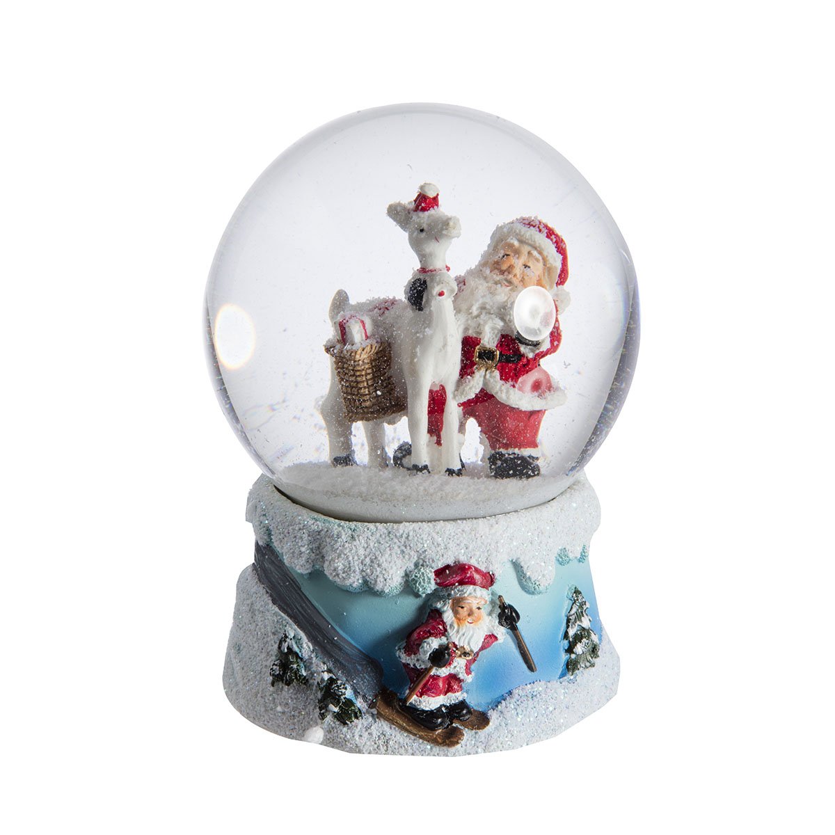 Boule à neige musicale père noël avec renne 16cm - 1652