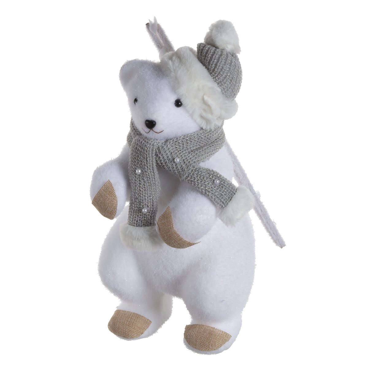 Figurine déco Noël ours polaire avec écharpe et H35cm 2731