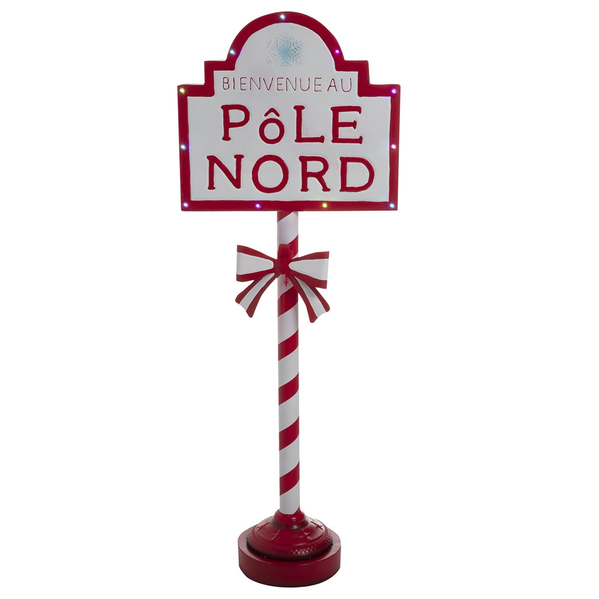 Pancarte Noël en métal sur pied à LED "Bienvenue au pôle Nord" 2952
