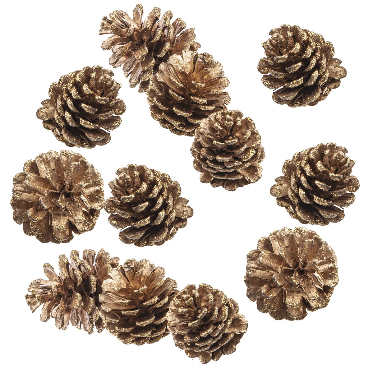 Lot de 18 pommes de pin à paillettes dorées décoration de table 2272