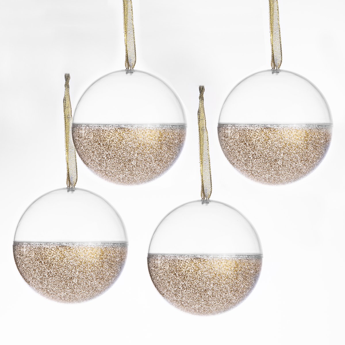 Lot de 4 boules de Noël à garnir soi-même dorées à paillettes D 10cm - 2269