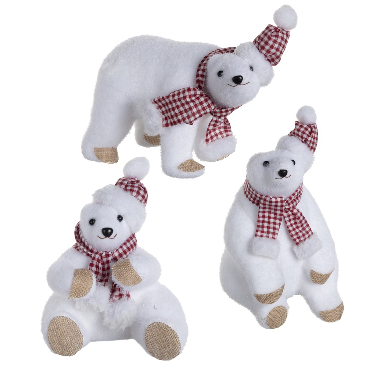 Lot de 3 ours polaires figurines déco Noël - 2736