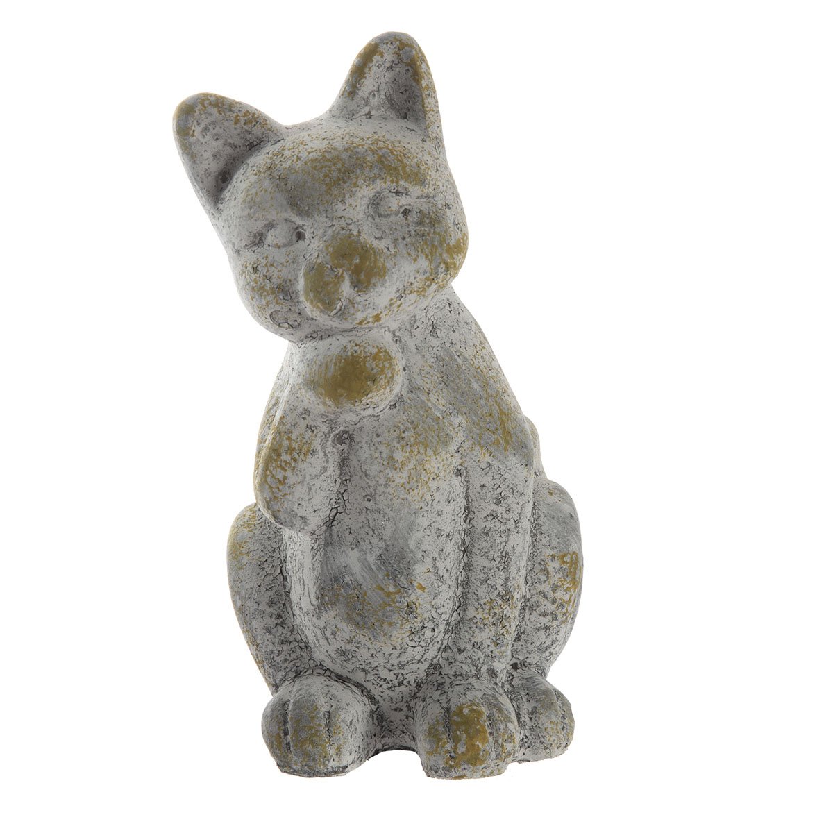Statue chat déco en résine effet vieilli intérieur/extérieur 2844