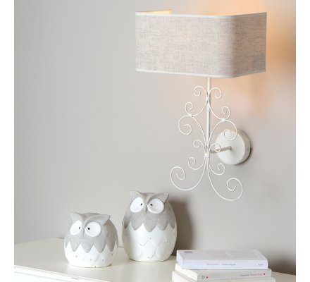 Applique Métal Cérusé Blanc Jour Murale Naturel Et Lin Abat En Beige pUzLVjqSMG