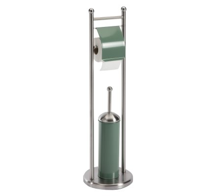Porte Papier Toilette Derouleur En Inox Avec Brosse Wc Kaki H77cm