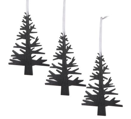 Lot de 3 sujets de Noël, petit sapin en bois noir ...