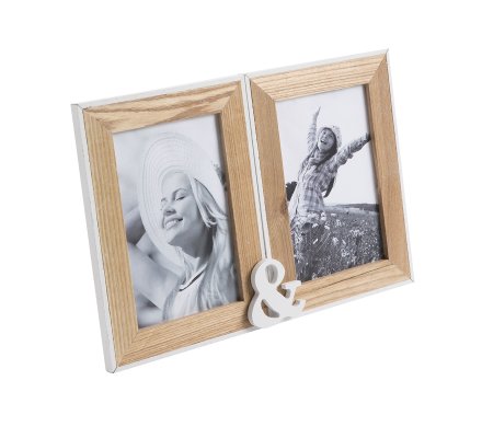 Cadre photo double à poser en bois 27,5cm x 9cm - 1589