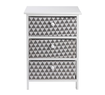 Meuble En Bois 3 Tiroirs En Tissu Design Origami Gris 1805