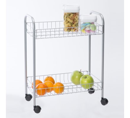 Desserte Resserre A Legumes 2 Paniers En Metal Gris 41x23x51cm 1818