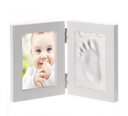 Kit Moulage Empreinte Bebe Ou Animal 2d Avec Cadre Photo Blanc 2185