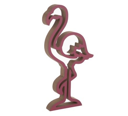 Objet Decoratif En Bois Flamant Rose H30cm 2384