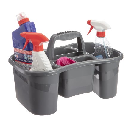 Organisateur De Produits Nettoyage Pliable - 6 Poches Avec Poignée - Seau Rangement Outils Jardin - 28x28 Cm Noir