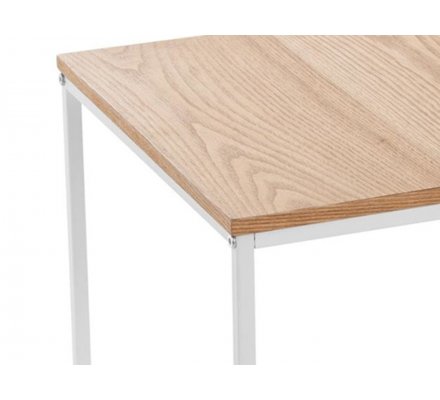 Table D Appoint Table A Cafe Carree En Bois Et Metal Blanc Style