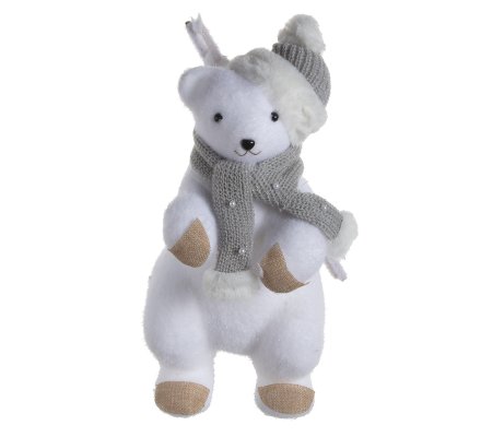 Figurine déco Noël ours polaire avec écharpe et bonnet ...