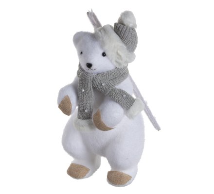 Figurine déco Noël ours polaire avec écharpe et bonnet ...
