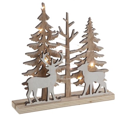 Décoration de Noël nature en bois sapin et rennes avec ...