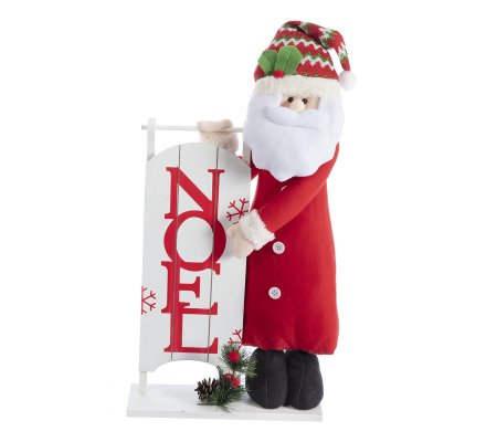 Decoration De Noel Panneau En Bois Avec Pere Noel H64cm 2697