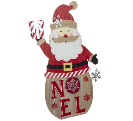 Deco Pere Noel Bois Panneau Deco En Bois Pere Noel H56cm 2930