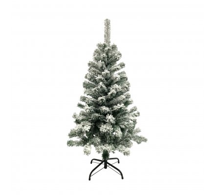 Sapin Artificiel Vert Floque 180 Branches Avec Pied H 120cm 2741