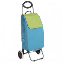 Chariot de course, poussette de marché coloris bleu et vert 40L