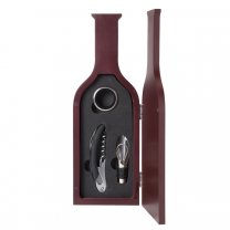 Coffret vin en bois forme bouteille 3 accessoires