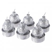 Lot de 6 bougies chauffe-plat boules de Noël Argentées