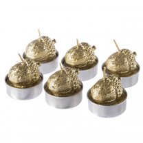 Lot de 6 bougies chauffe-plat Glands dorés