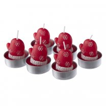 Lot de 6 bougies déco chauffe-plat gants de Noël