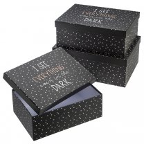 Lot de 3 boites de rangement déco avec motifs imprimés coloris noir 3 tailles
