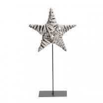 Etoile déco nature en osier sur pied métal à poser 37,5cm