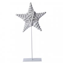 Etoile déco en osier sur pied métal à poser coloris blanc 37,5cm