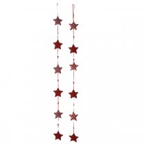 Lot de 2 guirlandes étoiles et perles en tissu rouge et blanc à suspendre 100cm