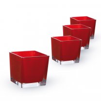 Lot de 4 Cubes (L)8x(l)8x(h)8cm Rouge