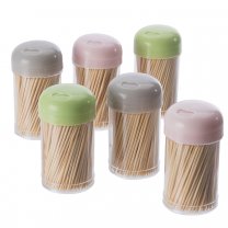 Lot de 6 tubes de cure-dents, pics apéro en bambou 1200 pièces