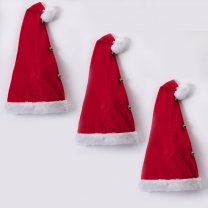 Lot de 3 bonnets de Noël avec clochettes 30x52cm