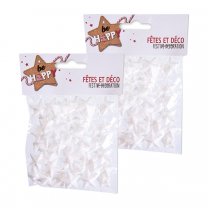 Lot de 2 sachets étoiles blanches à paillettes pour décoration de table