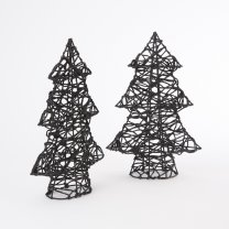 Lot de 2 sapins miniature déco design fil métal noirs 31cm