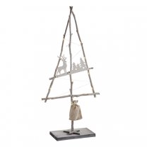Sapin de Noël déco en bois sur pied lumineux à led 72cm