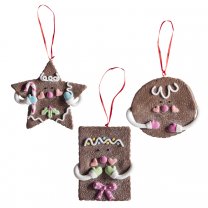 Lot de 3 suspensions déco imitation biscuits de Noël