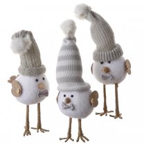 Lot de 3 oiseaux en mousse avec bonnets décoration de Noël 21cm