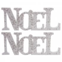 Lot de 2 suspensions "Noël" blanc avec étoiles argentées 29cm
