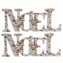Lot de 2 suspensions "Noël" blanc avec étoiles dorées 29cm