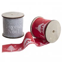 Lot de 2 rouleaux guirlande de Noël en tissu gris et rouge 300cm